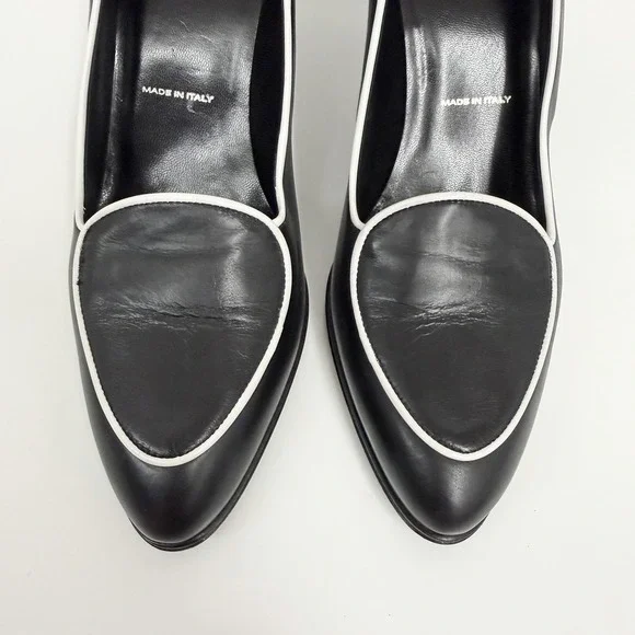 St. John Leather Pumps Shoes Black & White Classic & Elegant 1 Sleeper Bag 8 B - Picture 4 of 9